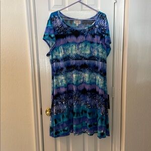 Avenue Blue and Green Flutter Sleeve Mini Sundress